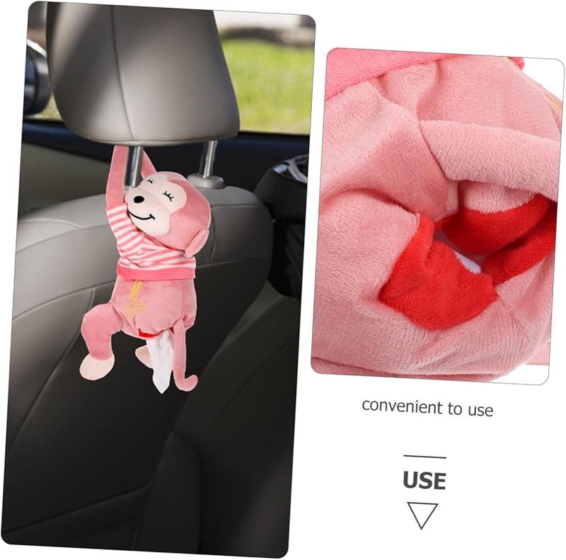 حامل علبة المناديل للسيارة القرد المخملي سيارة كرتونية لطيفة موزع المناديل المثبت على السيارة - Image 4